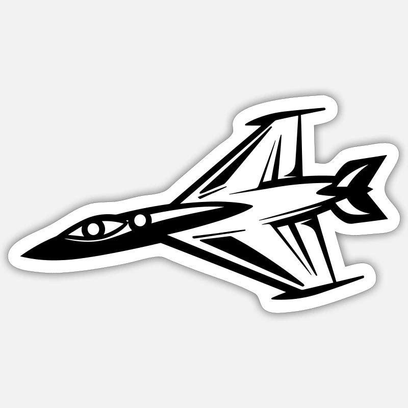 Avion de chasse - Sticker taille S (10 x 10 cm) - blanc mat