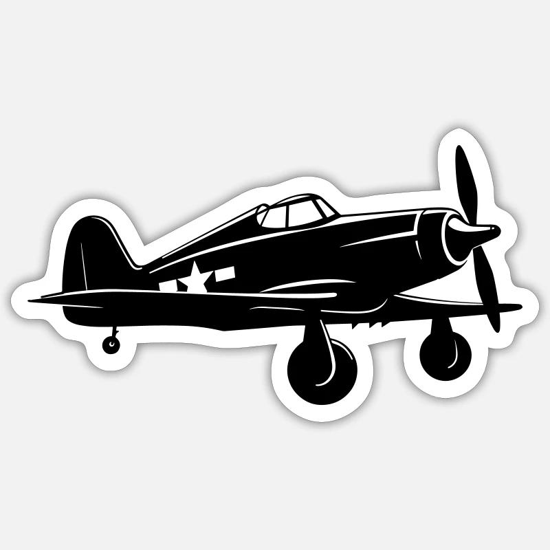 Kampfjet - Sticker Größe S (10 x 10 cm) - Mattweiß
