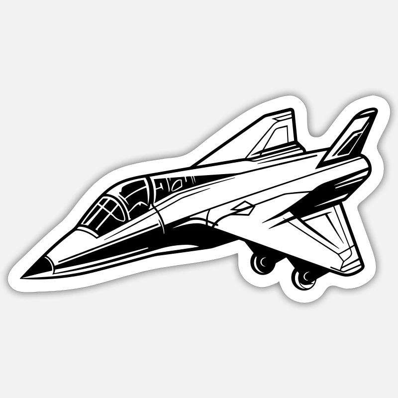 Avion de chasse Sticker taille S (10 x 10 cm)