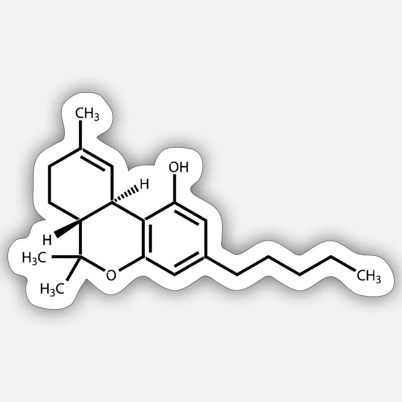 THC schwarz - Sticker Größe S (10 x 10 cm) - Mattweiß