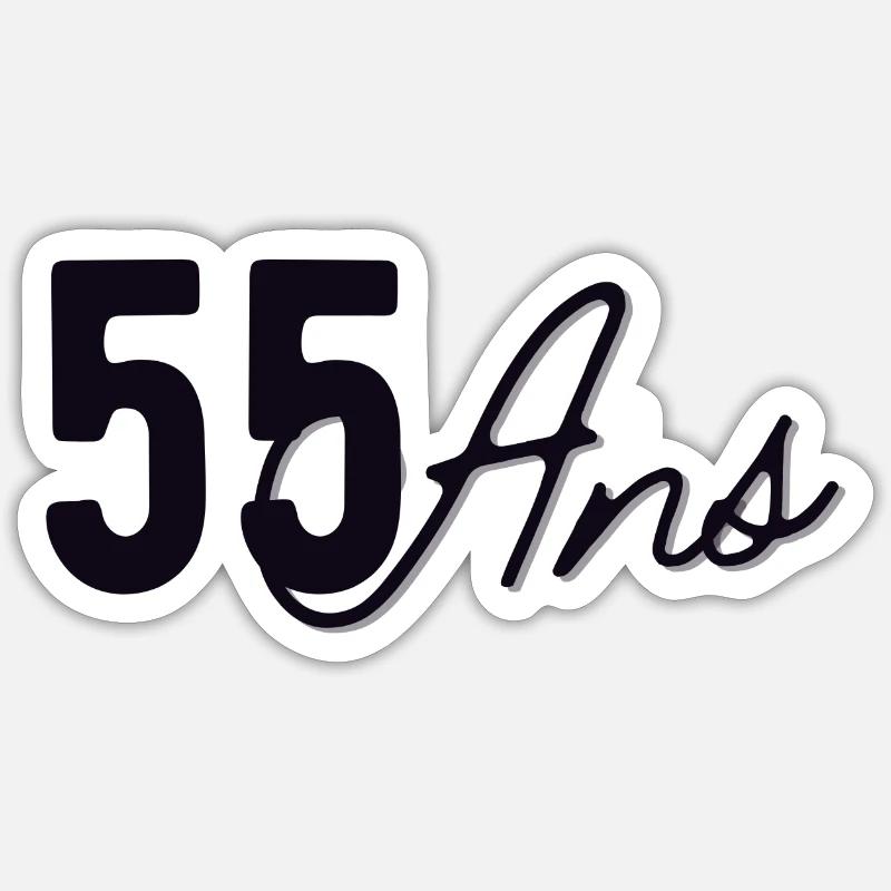 55 Ans - Sticker taille S (10 x 10 cm) - blanc mat