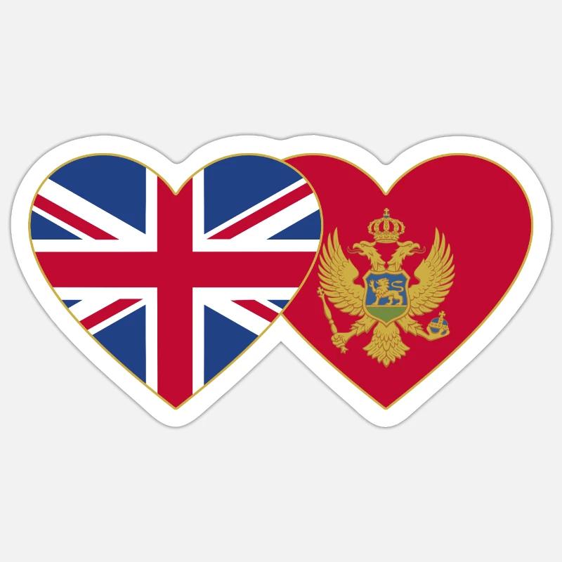 Angleterre Monténégro drapeau Sticker taille S (10 x 10 cm)