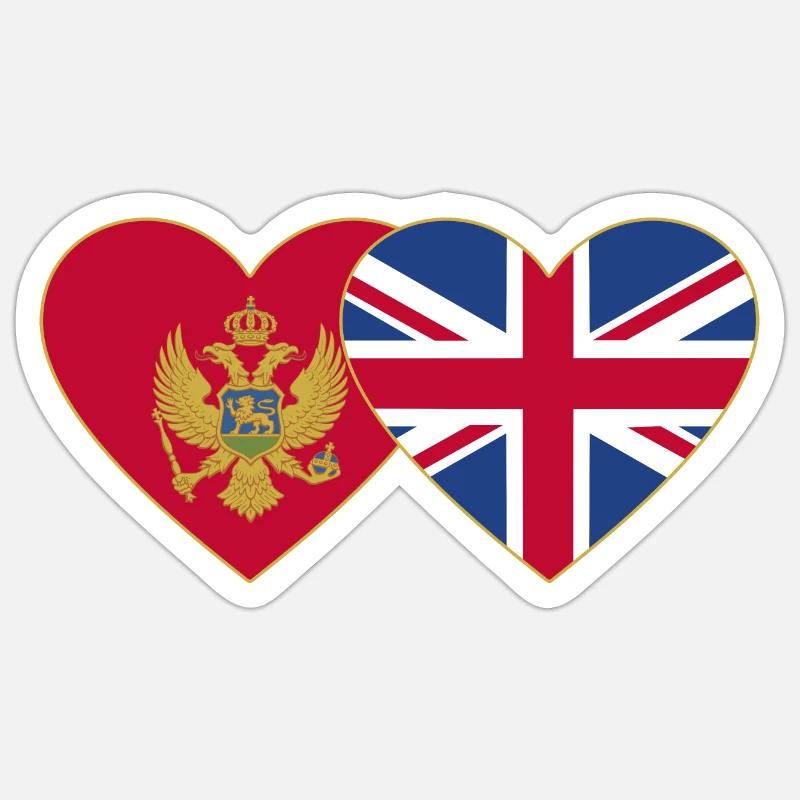 Monténégro Angleterre Drapeau - Sticker taille S (10 x 10 cm) - blanc mat
