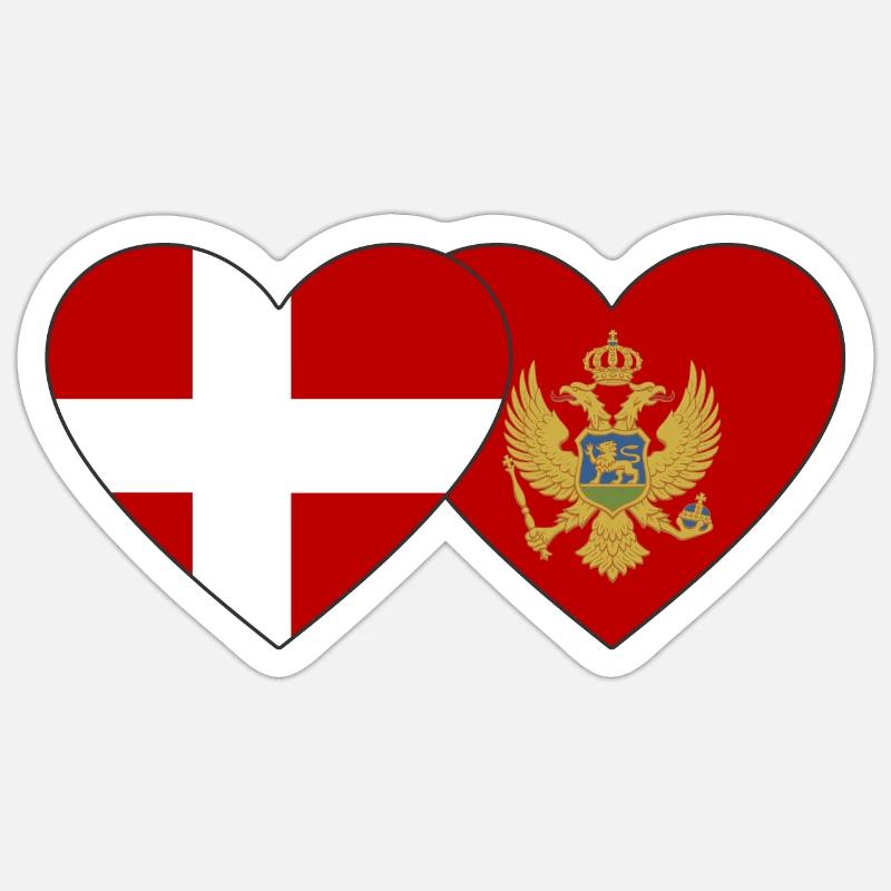 Danemark Drapeau du Monténégro - Sticker taille S (10 x 10 cm) - blanc mat