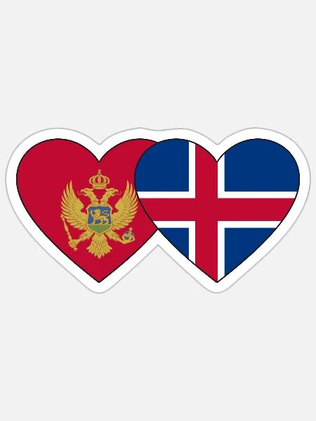 Montenegro Island Flagge - Sticker Größe S (10 x 10 cm) - Mattweiß