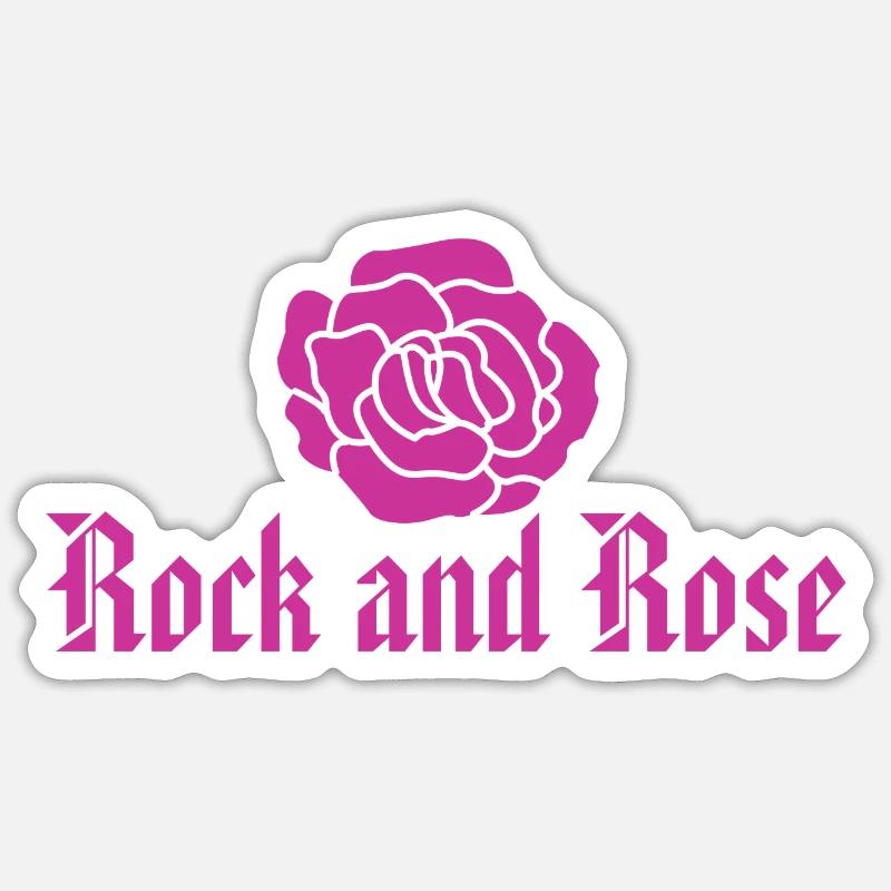 Rock and Rose - rose - Sticker taille S (10 x 10 cm) - blanc mat