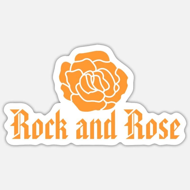 Rock and Rose - Sticker Größe S (10 x 10 cm) - Mattweiß