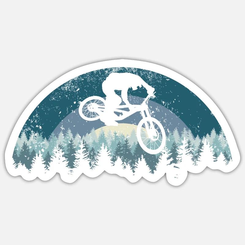 Forest Night MTB Jump - Sticker size S (10 x 10 cm) - white matte