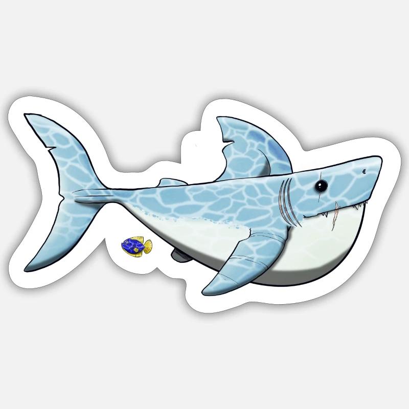 Sharky - Sticker Größe S (10 x 10 cm) - Mattweiß