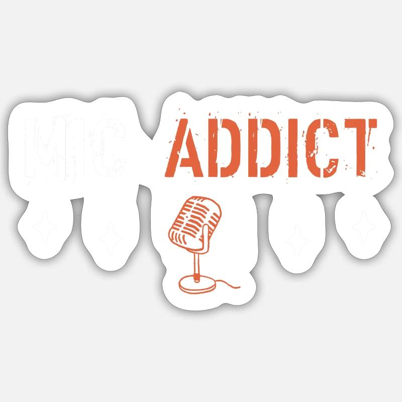 Mic addict - Sticker size S (10 x 10 cm) - white matte