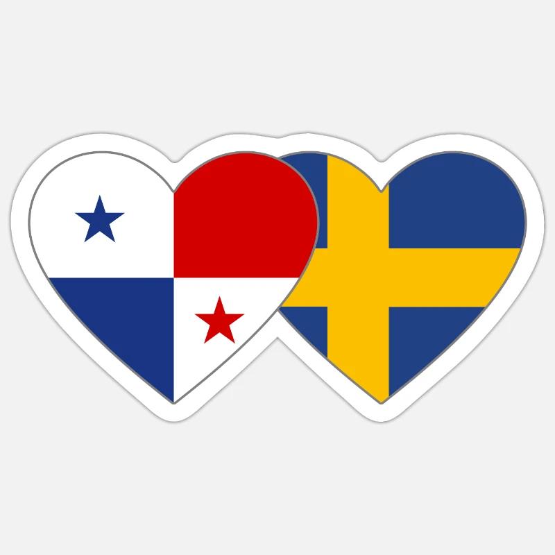 Panama Suède Flag Heart - Sticker taille S (10 x 10 cm) - blanc mat