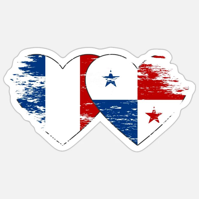 France Cœur de drapeau du Panama utilisé - Sticker taille S (10 x 10 cm) - blanc mat