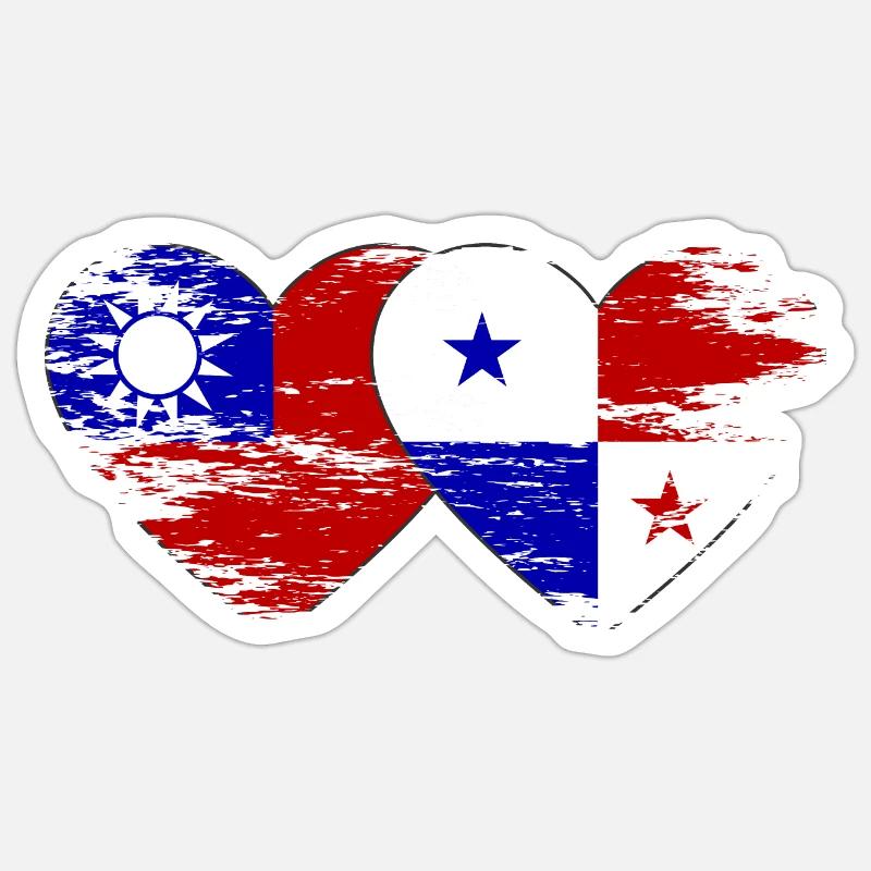 Taïwan Drapeau panaméen utilisé - Sticker taille S (10 x 10 cm) - blanc mat