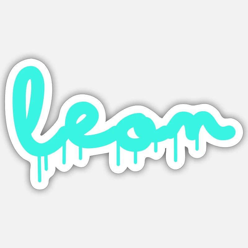 Nom: Leon - Sticker taille S (10 x 10 cm) - blanc mat