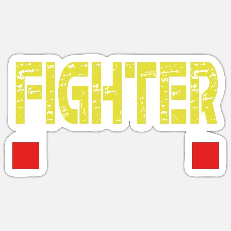 FIGHTER text base - Sticker size S (10 x 10 cm) - white matte