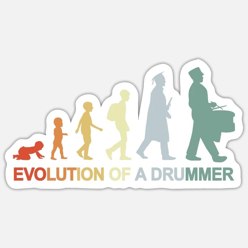 Batteur vintage Evolution - Sticker taille S (10 x 10 cm) - blanc mat
