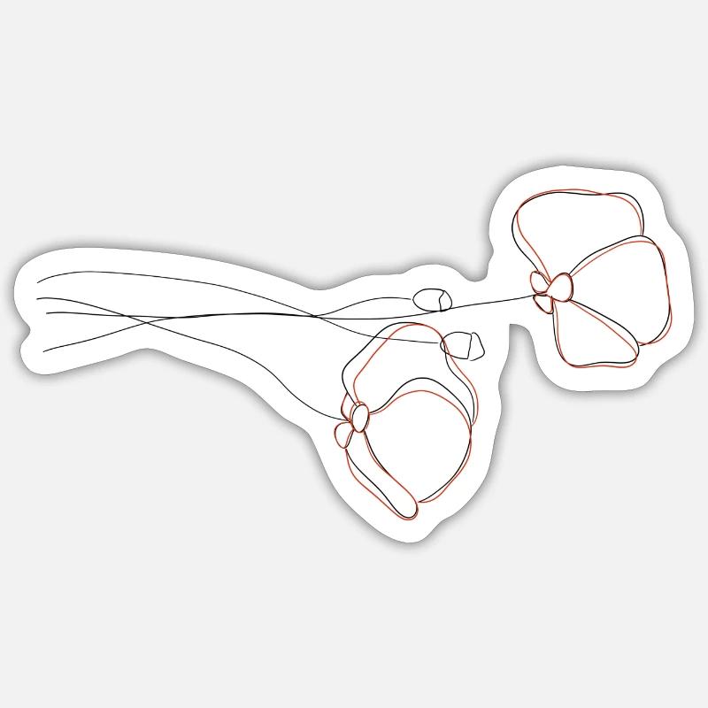 Mohnblumen - Sticker Größe S (10 x 10 cm) - Mattweiß
