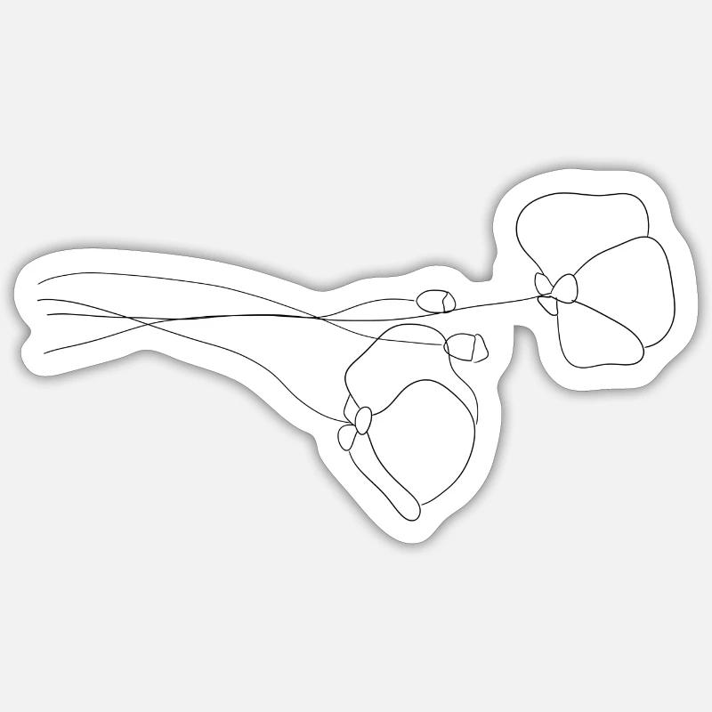 Coquelicots simples - Sticker taille S (10 x 10 cm) - blanc mat