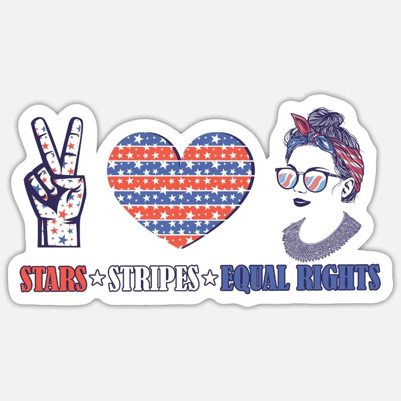 Star stripes and equality - Sticker size S (10 x 10 cm) - white matte