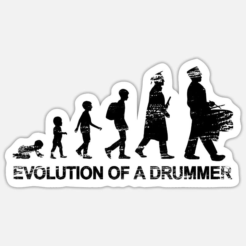 Entwicklung eines Trommlers - Sticker Größe S (10 x 10 cm) - Mattweiß