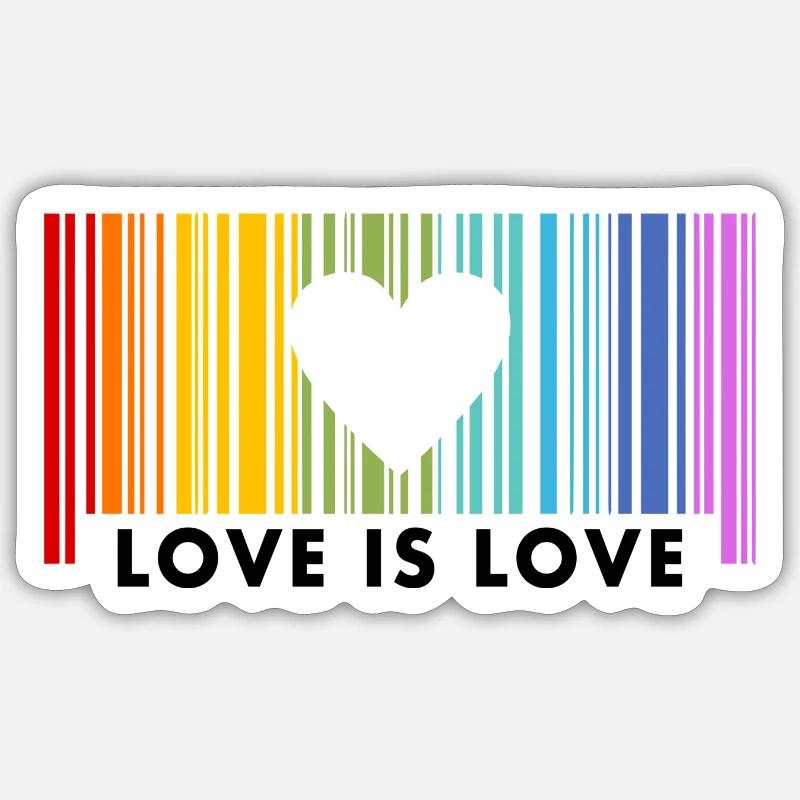 Code à barres arc-en-ciel Love Is Love Sticker taille S (10 x 10 cm)