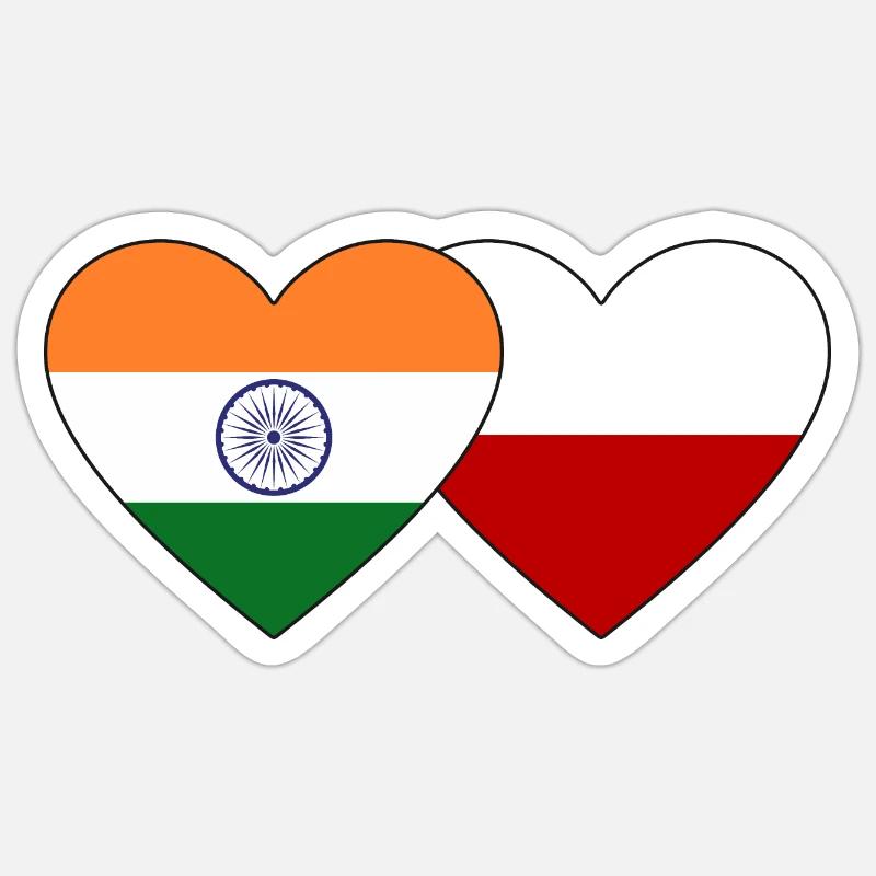 Drapeau de l’Inde et de la Pologne Sticker taille S (10 x 10 cm)
