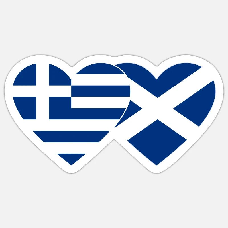 Grèce Écosse Flag Heart - Sticker taille S (10 x 10 cm) - blanc mat