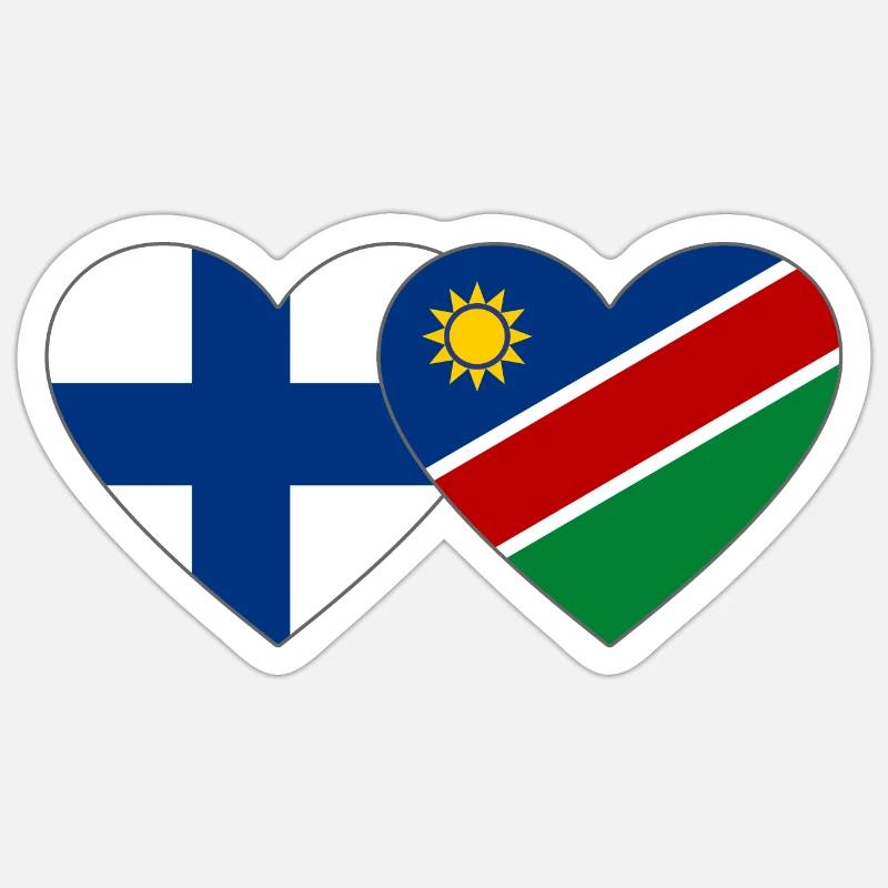 Finnland Namibia Flagge Herz - Sticker Größe S (10 x 10 cm) - Mattweiß