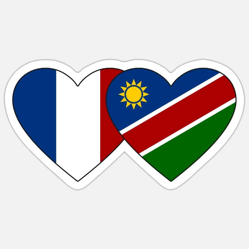 Frankreich Namibia Flagge Herz - Sticker Größe S (10 x 10 cm) - Mattweiß