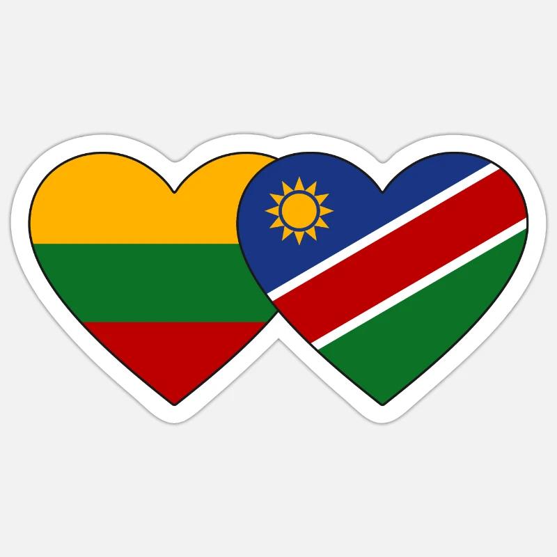Lithuania Namibia Flag Heart Sticker size S (10 x 10 cm)