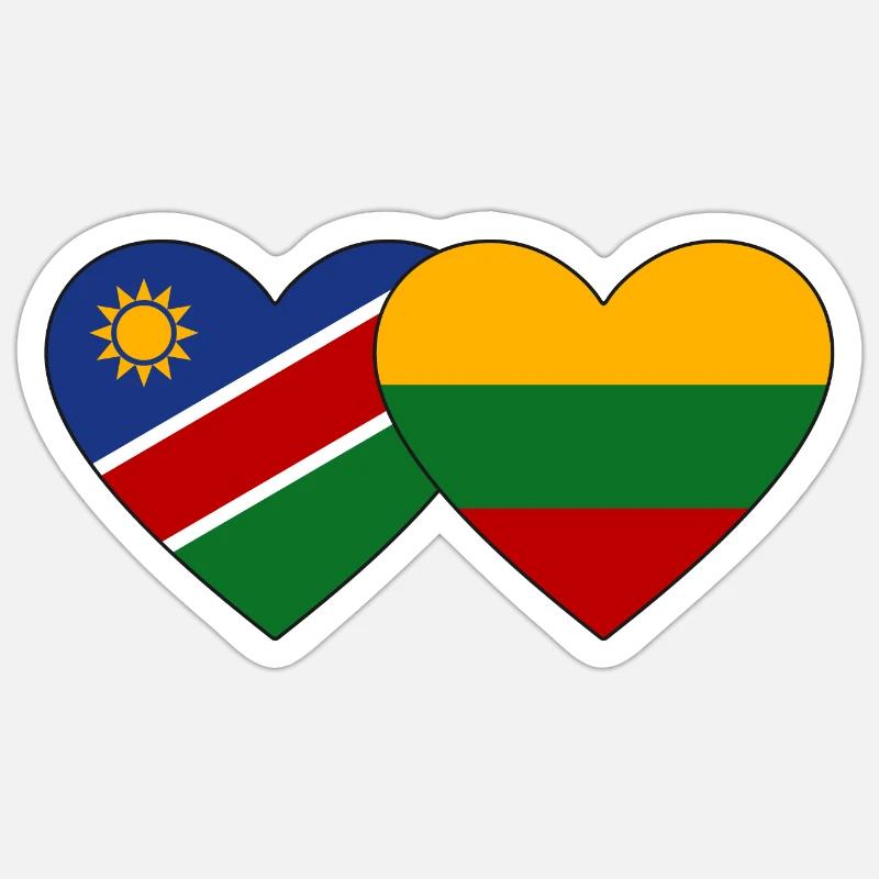 Namibia Lithuania Flag Heart - Sticker size S (10 x 10 cm) - white matte