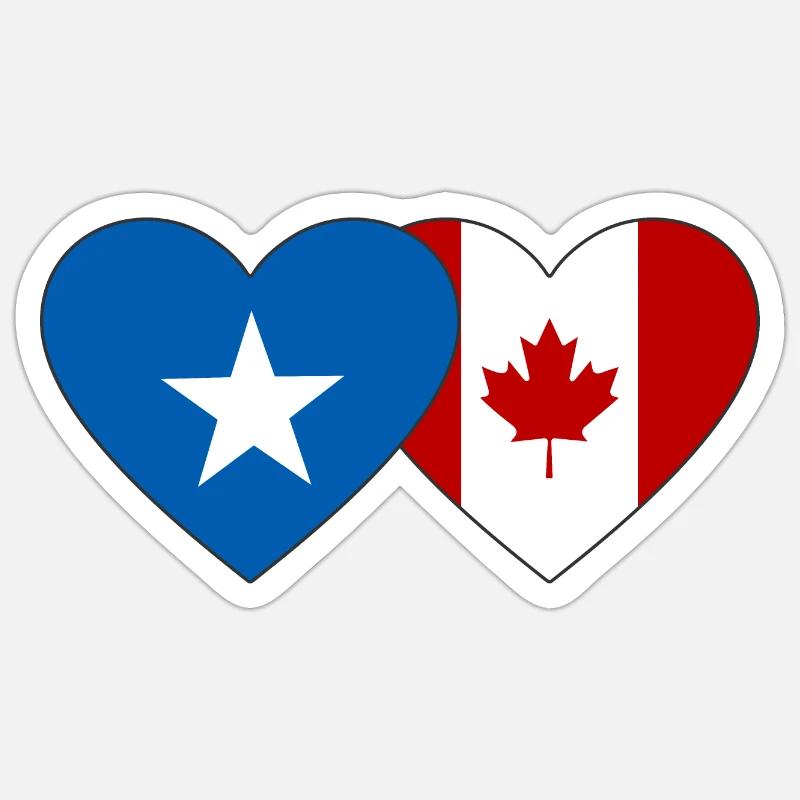 Somalie Cœur de drapeau du Canada - Sticker taille S (10 x 10 cm) - blanc mat
