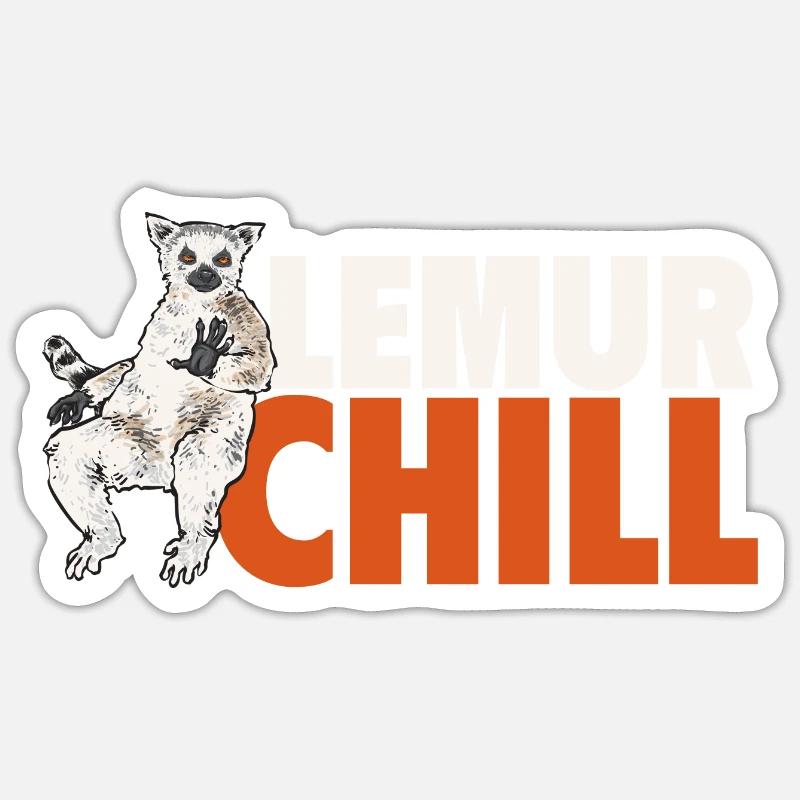 Lémurien à queue annelée - Sticker taille S (10 x 10 cm) - blanc mat
