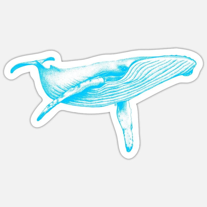 Rorqual bleu (néon) - Sticker taille S (10 x 10 cm) - blanc mat