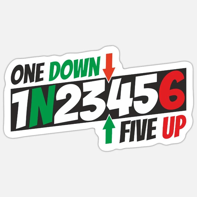 One down - five up - motorcycle pattern - Sticker size S (10 x 10 cm) - white matte