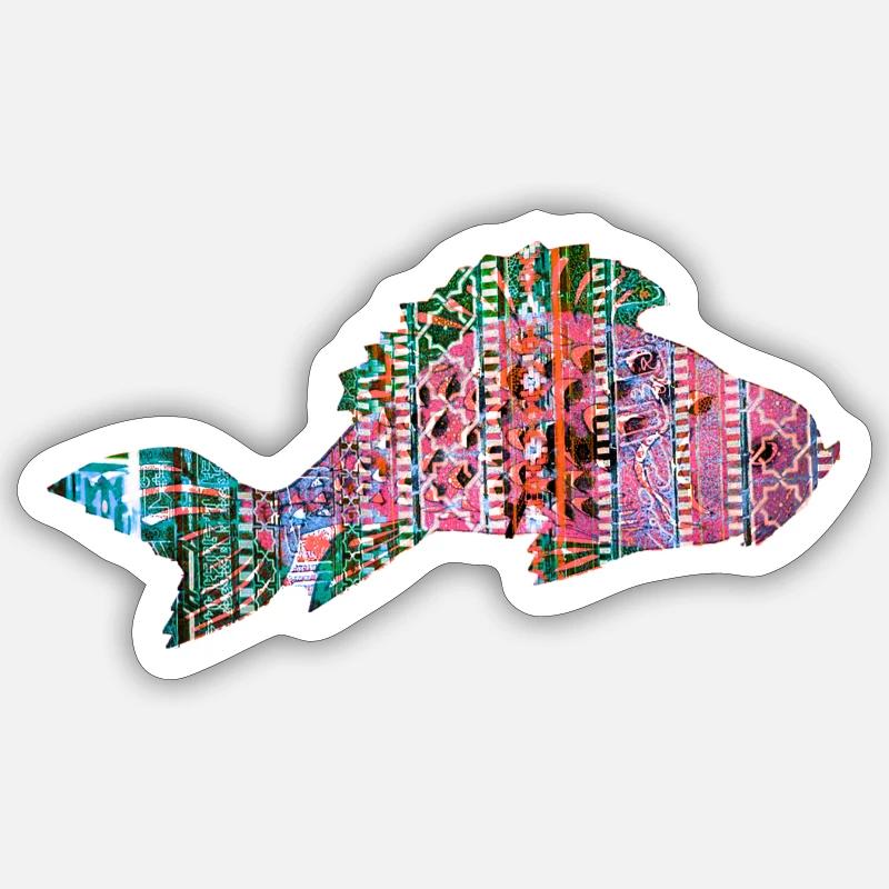 Carp, Fish, Mosaic, Pattern, Red Sticker size S (10 x 10 cm)