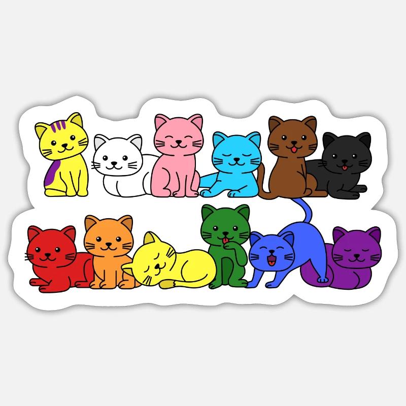 Pride Progress Flag Cat for Equality Sticker taille S (10 x 10 cm)