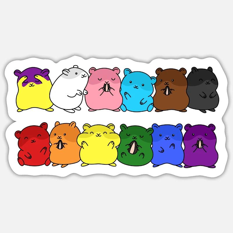 Fierté Progrès Flag Hamster Egalité - Sticker taille S (10 x 10 cm) - blanc mat