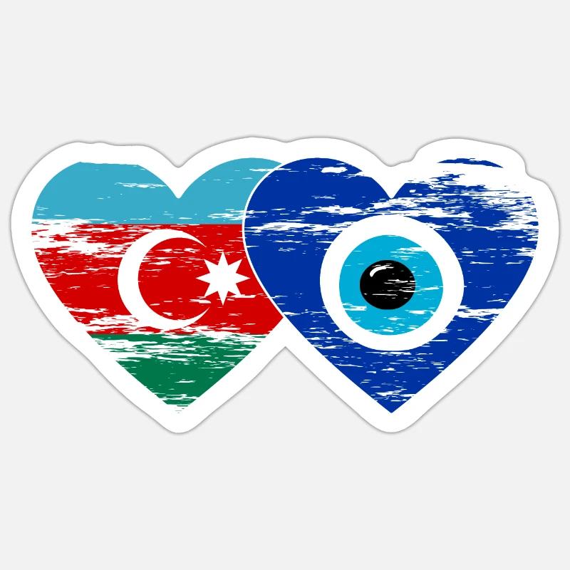 Azerbaïdjan Nazar drapeau perlé utilisé Sticker taille S (10 x 10 cm)