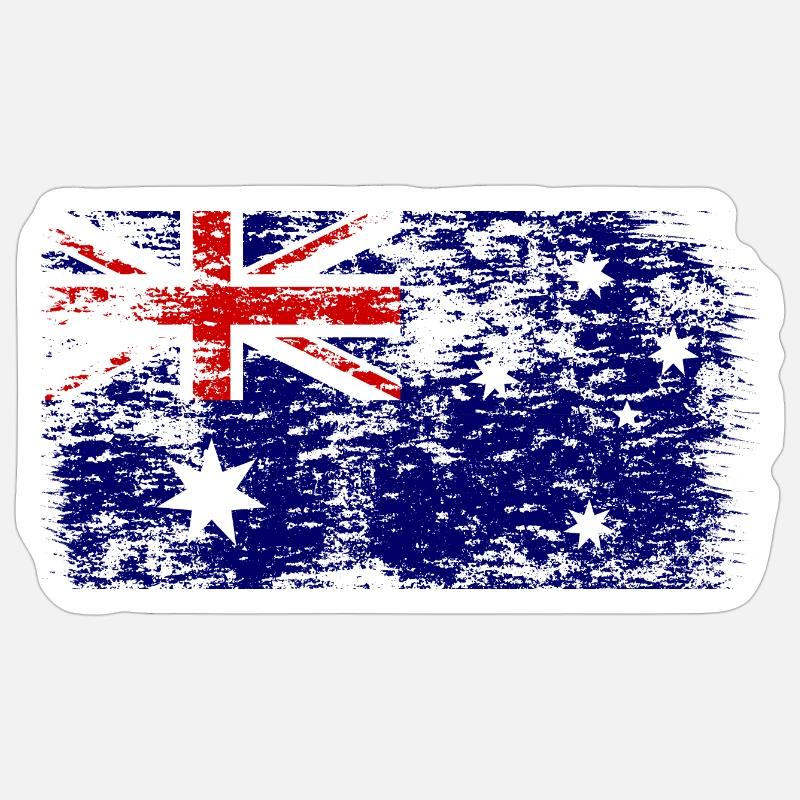 Drapeau australien sous drapeau australien - Sticker taille S (10 x 10 cm) - blanc mat