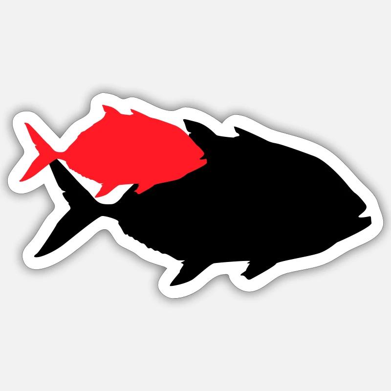 Silhouette de poisson piranha - Sticker taille S (10 x 10 cm) - blanc mat