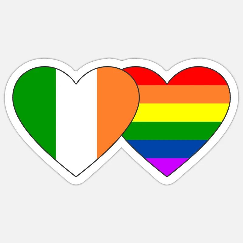 Drapeau arc-en-ciel de l’Irlande - Sticker taille S (10 x 10 cm) - blanc mat