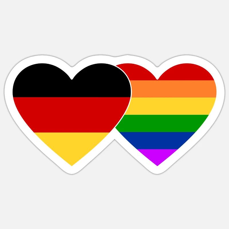 Drapeau arc-en-ciel de l’Allemagne - Sticker taille S (10 x 10 cm) - blanc mat