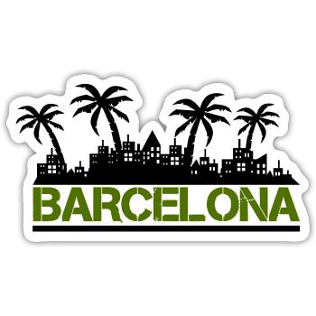 Barcelone - Sticker taille S (10 x 10 cm) - blanc mat - Devant