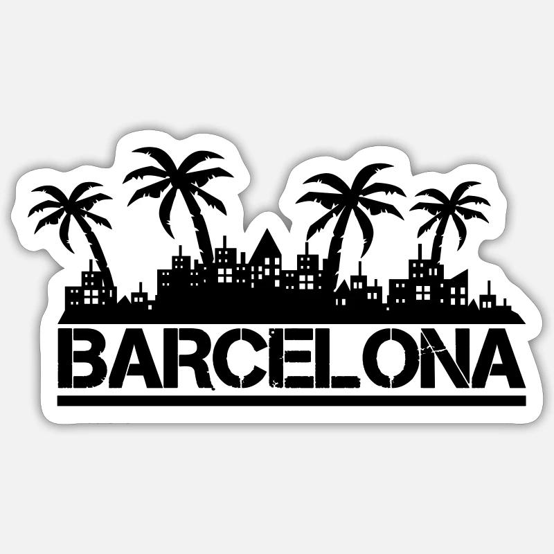 Barcelone - Sticker taille S (10 x 10 cm) - blanc mat
