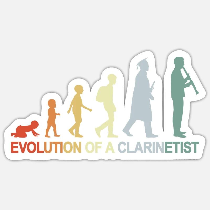 Évolution de la clarinette - Sticker taille S (10 x 10 cm) - blanc mat
