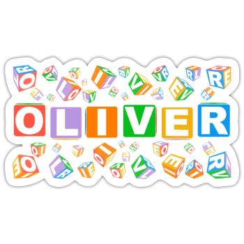 OLIVER colourful cubes - Sticker Größe S (10 x 10 cm) - Mattweiß - Vorne