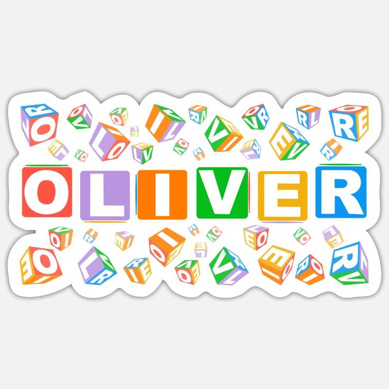 OLIVER colourful cubes - Sticker Größe S (10 x 10 cm) - Mattweiß