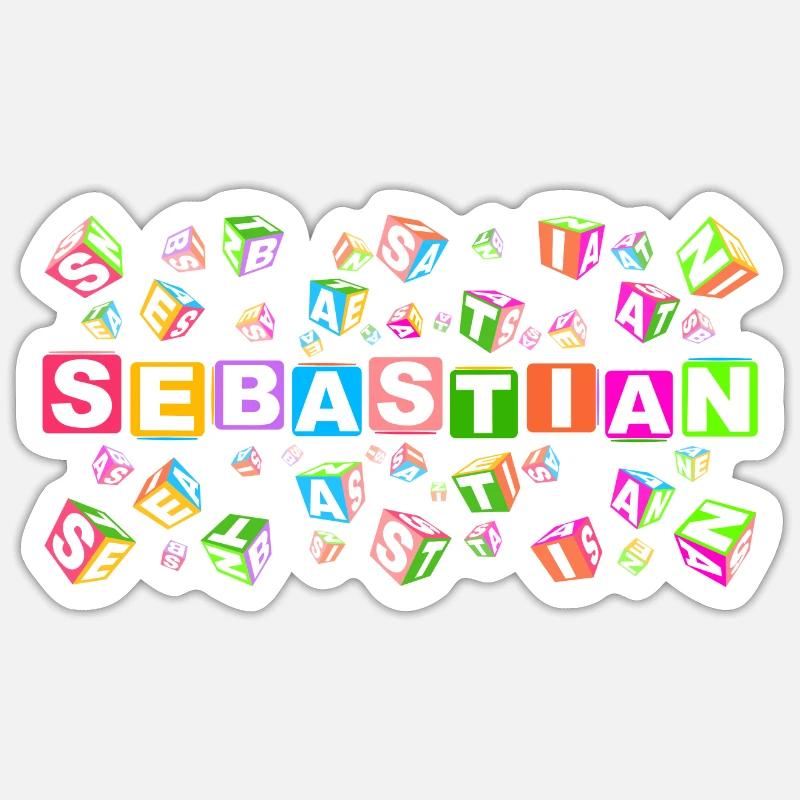 SEBASTIAN colourful cubes - Sticker Größe S (10 x 10 cm) - Mattweiß