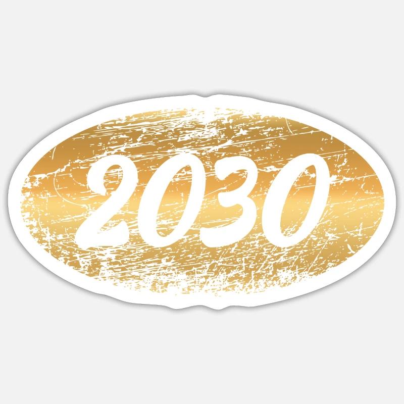 Or 2030 - Sticker taille S (10 x 10 cm) - blanc mat